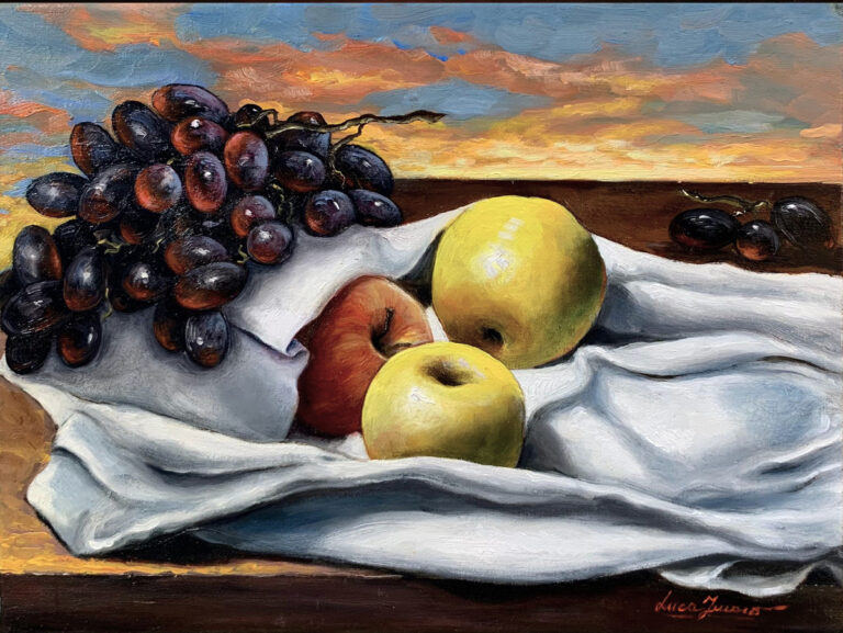 Luca Ferraro MELE E UVA 2023 - tempera grassa su tela - cm 40x30