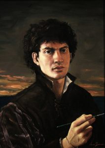 Luca Ferraro AUTORITRATTO 2023 - tempera grassa su tela - cm 60x50
